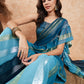 InWeave Women's Teal Shaded Lurex Frill Sharara Saree - Swadesiicart