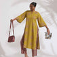 trueBrowns Green Cotton Print HighSlit Kurta Set | Swadesiicart