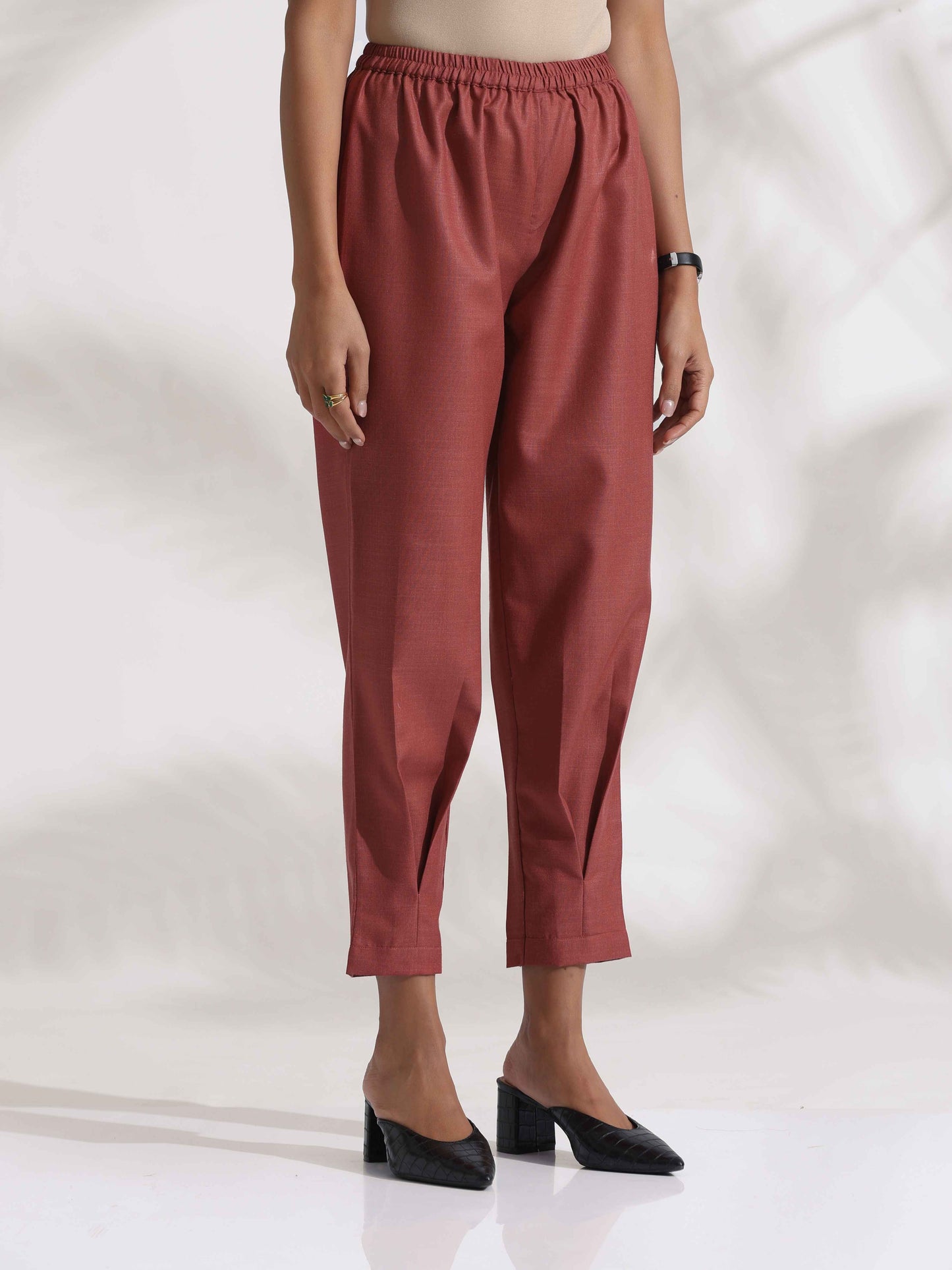 trueBrowns Pink Slub Pleated Co-ord Set - Swadesiicart