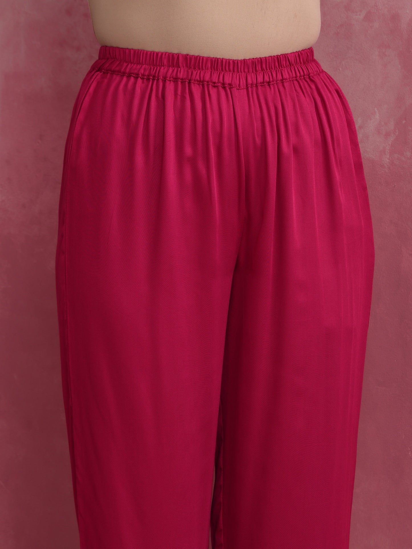 trueBrowns Magenta Highlow Modal Kurta Set | Swadesiicart