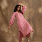 trueBrowns Light Mauve Bandhani Printed Silk Kurta Pant Set | Swadesiicart