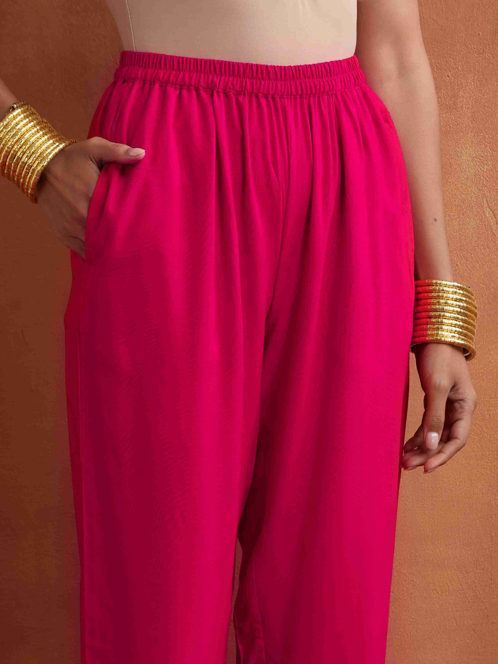 trueBrowns Red Print Flared Anarkali Kurta Set | Swadesiicart