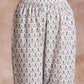 trueBrowns White With Teal Buta Block Print Cotton Front Neck Gathered Kurta Pant Set | Swadesiicart