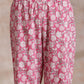 trueBrowns Pink Green Floral On White Block Print Cotton Sleeveless Flared Kurta Pant Set | Swadesiicart