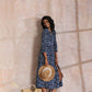 trueBrowns Indigo Dabu Overall Print Cotton Wrap Dress | Swadesiicart