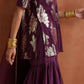 trueBrowns Purple Metallic Sharara Dupatta Set | Swadesiicart