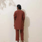trueBrowns Brown Cotton Linen Kurta Co-Ord Set - Swadesiicart