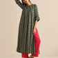 trueBrowns Dark Green Lehariya Printed Silk Kurta Pant Set | Swadesiicart