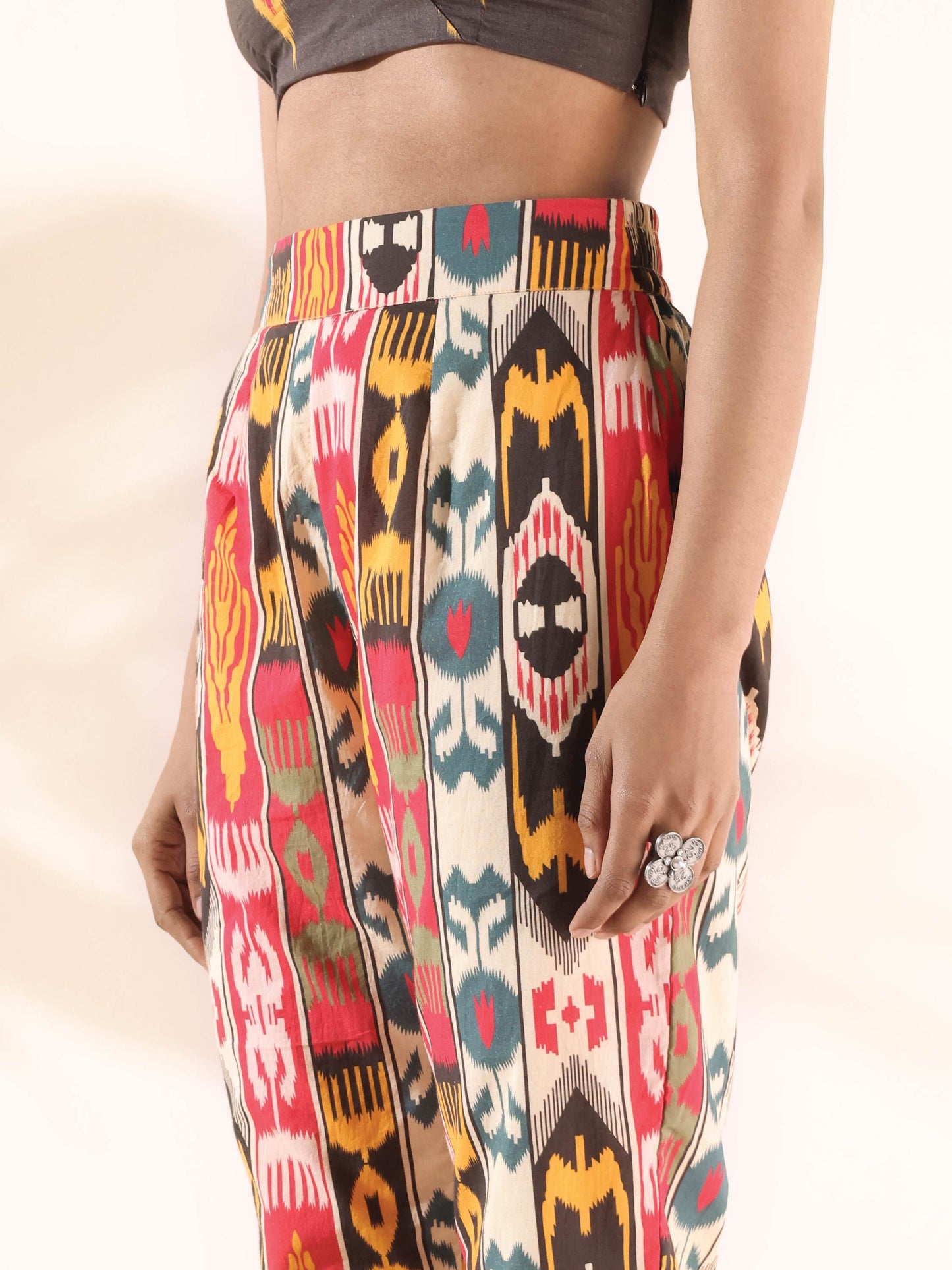 trueBrowns Cola Cotton Ikat Pant Suit Set - Swadesiicart