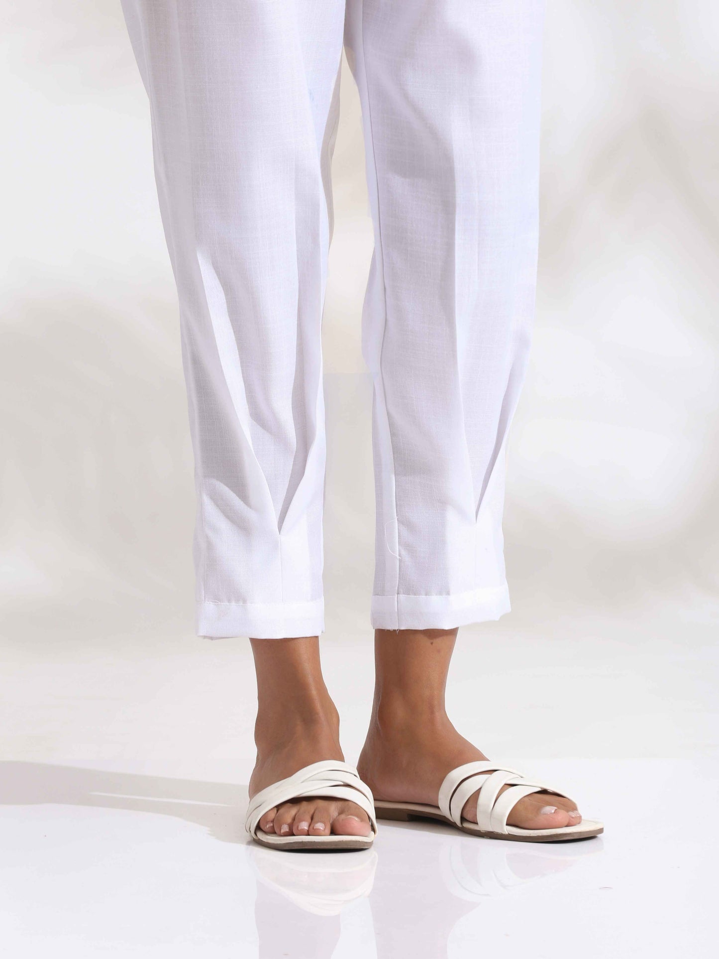 trueBrowns White Slub Co-ord Set - Swadesiicart