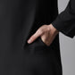 Even Apparels Black Pure Cotton Kurta With Band Collar | Swadesiicart