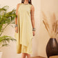 InWeave Women's Light Yellow Lurex Kantha Mandarin Neck Kurta Palazzo Set - Swadesiicart