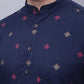 Even Apparels Blue Pure Cotton Short Sleeves Kurta With Band Collar | Swadesiicart
