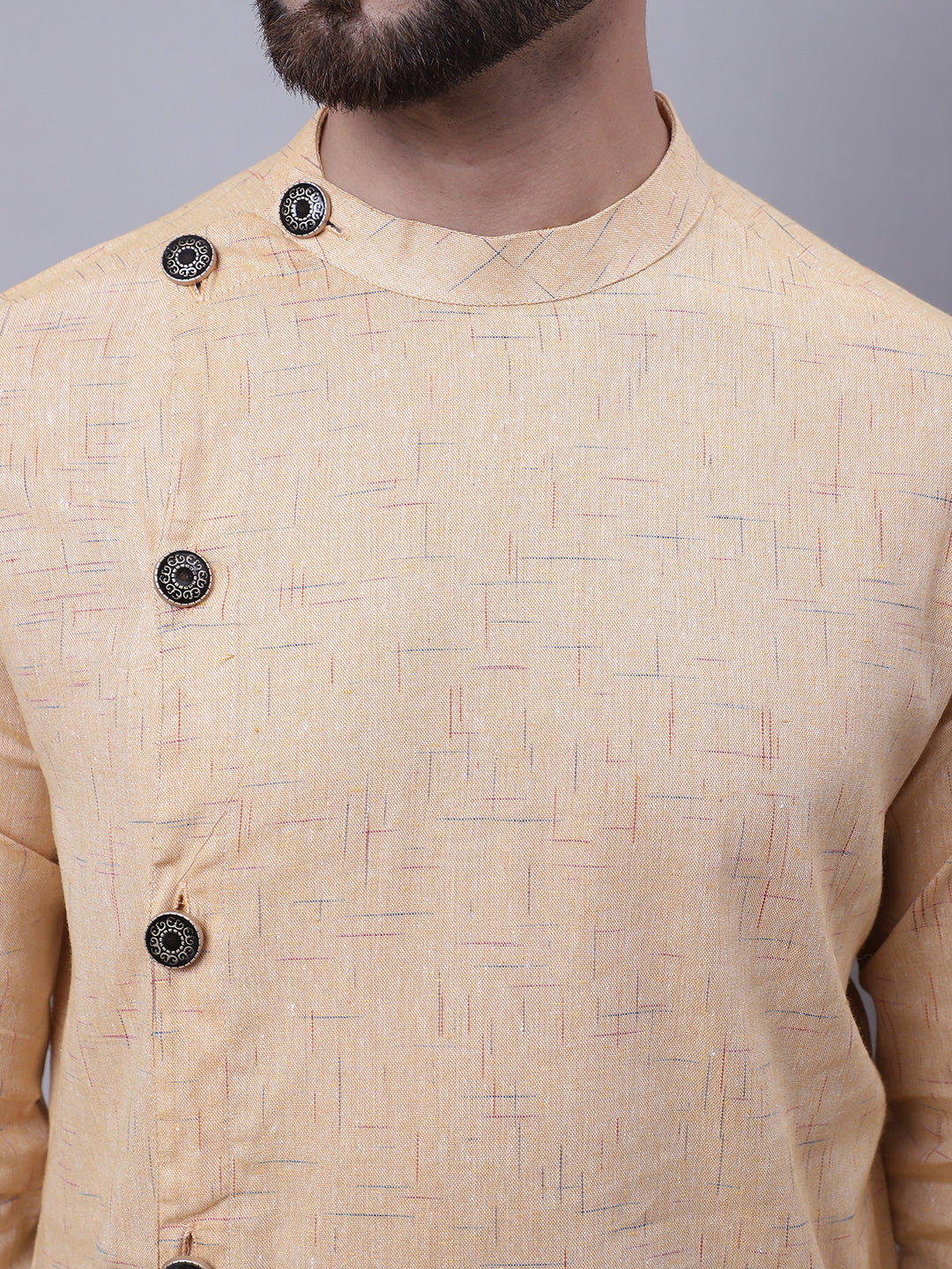 Even Apparels Beige Sherwani Kurta With Asymetrical Cut | Swadesiicart