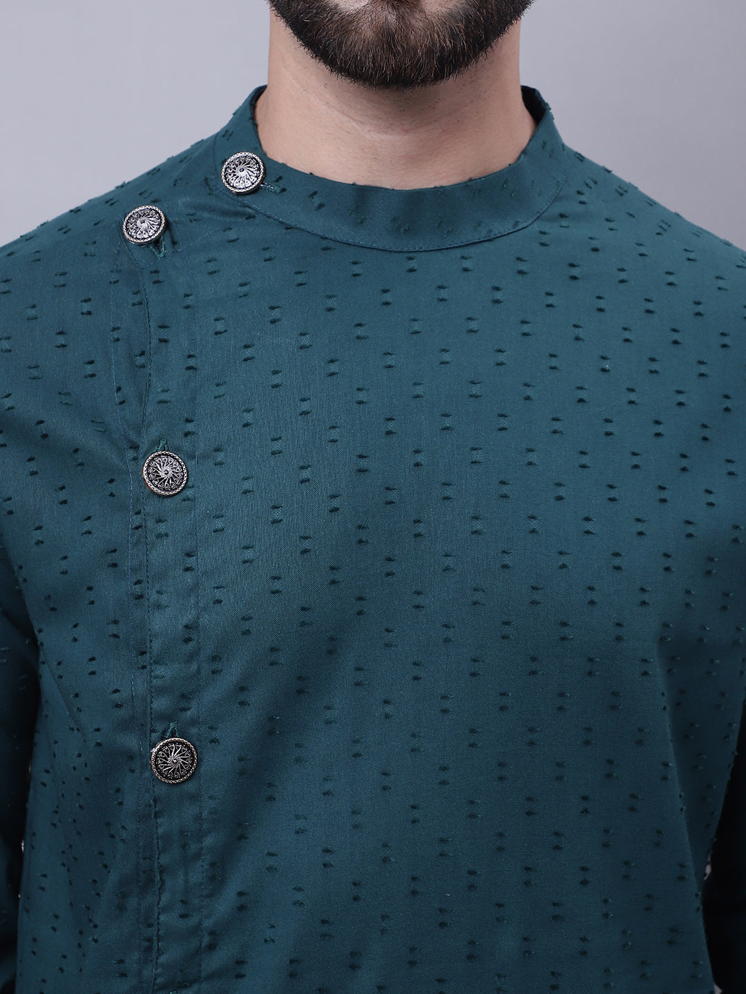 Even Apparels Green Sherwani Kurta With Asymetrical Cut | Swadesiicart