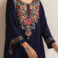 trueBrowns Blue Kashmiri Floral Embroidered Woollen Phiran Kurta | Swadesiicart