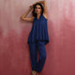 trueBrowns Blue Modal Flared Kurta Co-ord Set - Swadesiicart