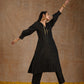 trueBrowns Black Gold Cotton Overlap Yoke Kurta Set | Swadesiicart