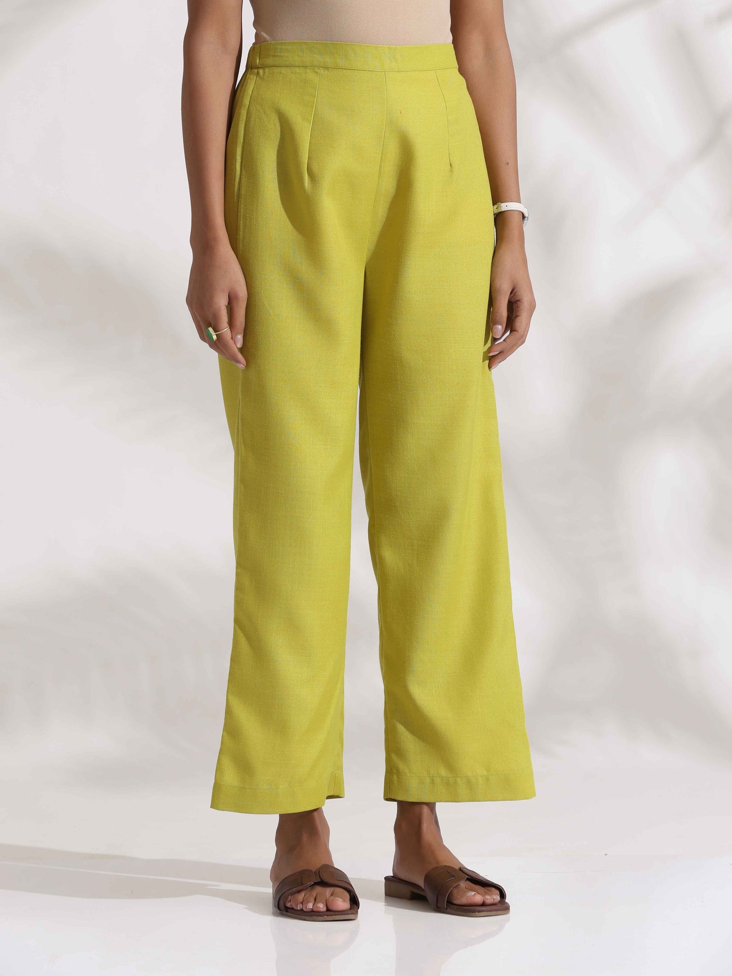 trueBrowns Lime Slub Co-ord Set - Swadesiicart