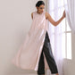 trueBrowns Pink Slub Sleeveless Kurta Pant Set | Swadesiicart