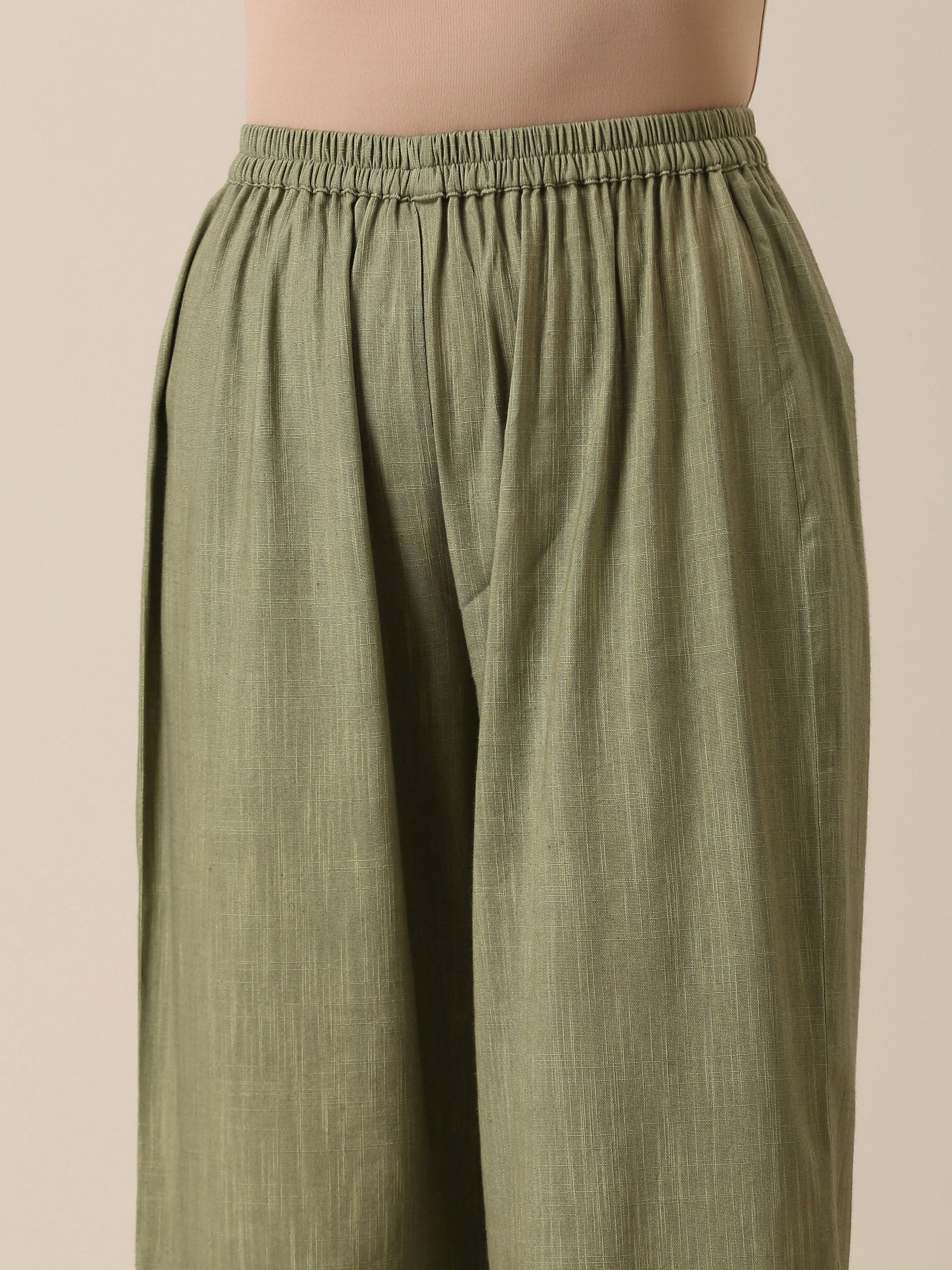 trueBrowns Sage Slub Texture Angrakha Pant Set | Relove | Swadesiicart