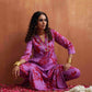 trueBrowns Purple Print Straight Kurta Set | Swadesiicart