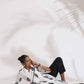 trueBrowns White Cotton Print Pleated Kurta Set | Swadesiicart