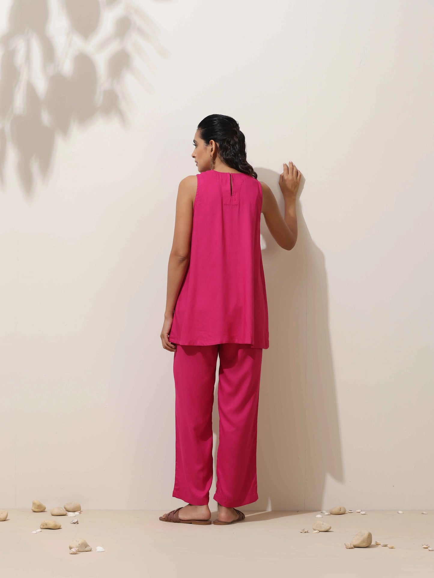 trueBrowns Pink Viscose Co-ord Set - Swadesiicart