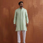 trueBrowns Men's Green Sequin Chanderi Kurta | Swadesiicart