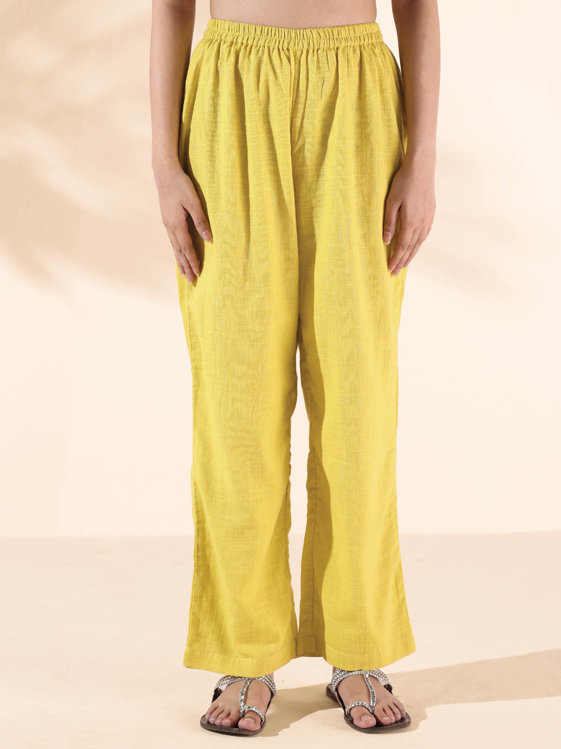 trueBrowns Lime Cotton Sleeveless Co-ord Set - Swadesiicart