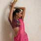 trueBrowns Pink Gold Lurex Ready To Wear Saree | Swadesiicart