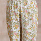 trueBrowns Pink Yellow Floral On White Block Print Cotton Panel Kaftan Kurta Pant Set | Swadesiicart