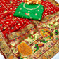 Lorenvalley Fashion Premium Red Vichitra Silk Embroidery and Diamond work Both Side Saree - Swadesiicart