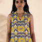 trueBrowns Yellow Cotton Ikat Sleeveless Kurta Pant Set | Swadesiicart