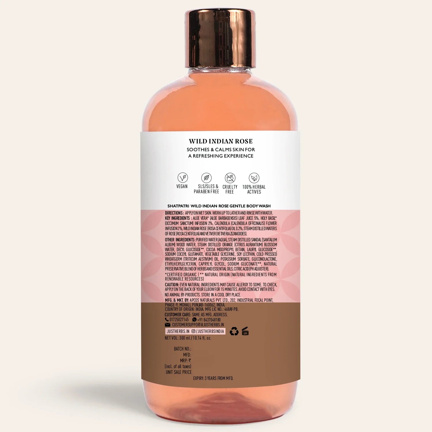 Shatpatri Wild Indian Rose - Gentle Body Wash 300ml