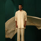 trueBrowns Men's Ivory Geometric Floral Viscose Silk Co-ord Set - Swadesiicart