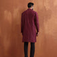 trueBrowns Men's Dark Purple Cotton Dobby Kurta | Swadesiicart