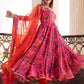 Pomcha Jaipur Tara Orange Printed Anarkali Set | Swadesiicart