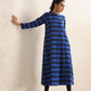 trueBrowns Blue Check Flared Winter Dress | Swadesiicart