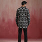 trueBrowns Men's Black Ikat Print Mandarin Collar Kurta Co-ord set - Swadesiicart