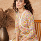 InWeave Women's Multi Floral Painted Alia Lace Work Straight Kurta - Swadesiicart