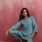 trueBrowns Light Blue Modal Straight Kurta Co-ord Set - Swadesiicart