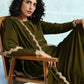 trueBrowns Mehandi Velvet Anarkali Kurta | Swadesiicart