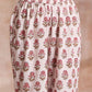trueBrowns Pink Brown Buta On White Block Print Cotton Baggy Sleeve Co-Ord Set - Swadesiicart