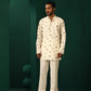 trueBrowns Men's Ivory Blue Multi color Floral Cotton Co-ord Set - Swadesiicart