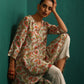 trueBrowns Off white Floral Jaal Muslin Silk Printed High Low Co-ord Set - Swadesiicart