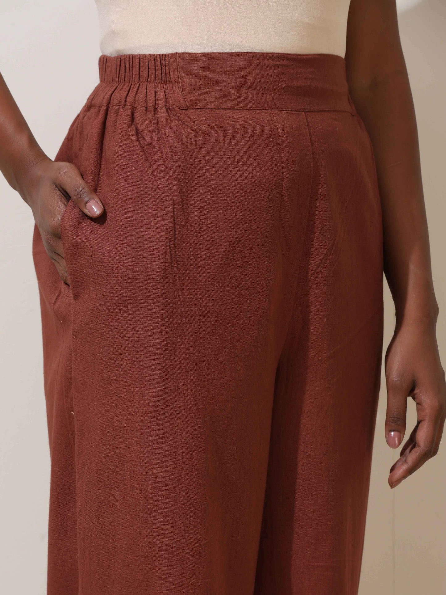 trueBrowns Brown Cotton Linen Co-Ord Set - Swadesiicart