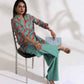trueBrowns Green Cotton Print Jacket Top Co-ord Set - Swadesiicart