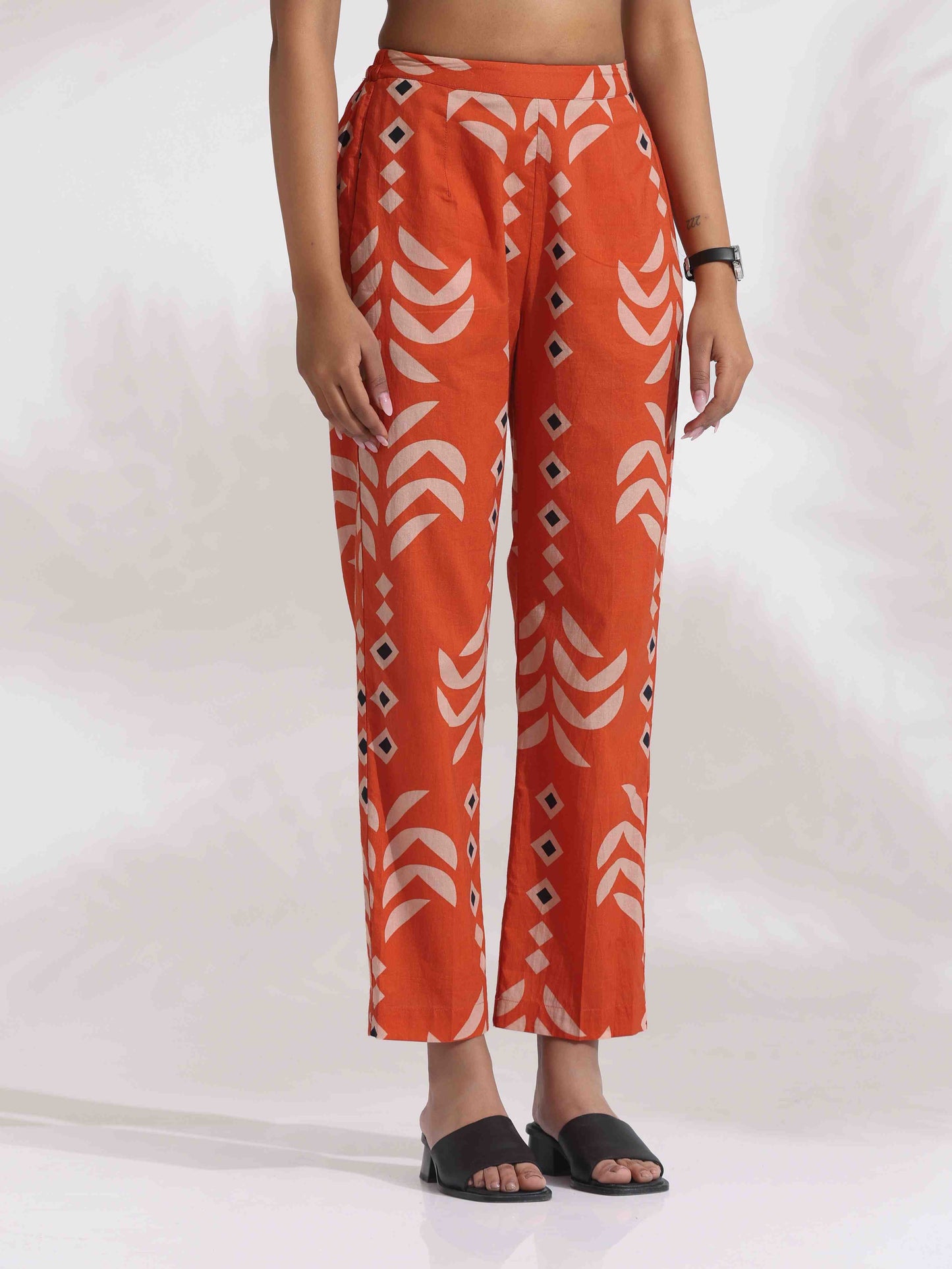 trueBrowns Orange Cotton Solid Shirt Kurta Co-ord Set - Swadesiicart