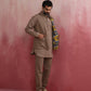 trueBrowns Men's Grey Ikat Print Cotton Reversible Nehru Jacket | Swadesiicart